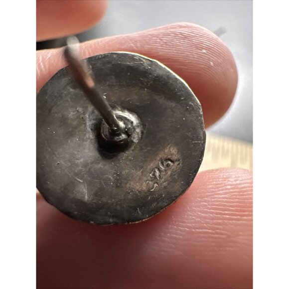 Vintage Sterling Silver & Turquoise Post-back Earrings Petit Point Southwest MEX - Picture 8 of 8